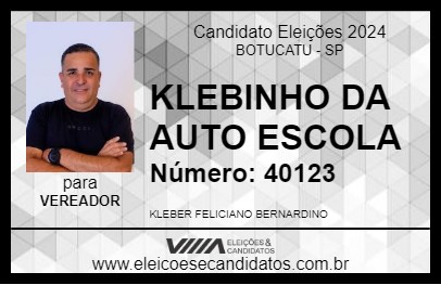 Candidato KLEBINHO DA AUTO ESCOLA 2024 - BOTUCATU - Eleições