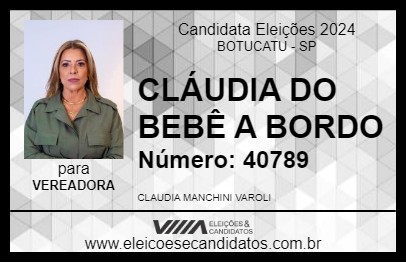 Candidato CLÁUDIA DO  BEBÊ A BORDO 2024 - BOTUCATU - Eleições