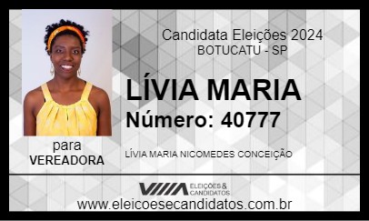 Candidato LÍVIA MARIA 2024 - BOTUCATU - Eleições