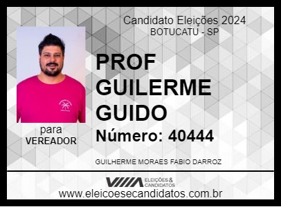 Candidato PROF GUILHERME GUIDO 2024 - BOTUCATU - Eleições