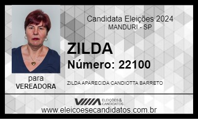 Candidato ZILDA 2024 - MANDURI - Eleições