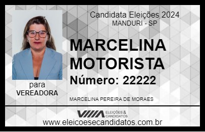 Candidato MARCELINA MOTORISTA 2024 - MANDURI - Eleições