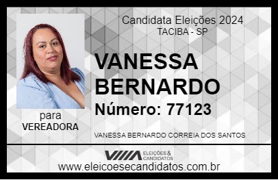 Candidato VANESSA BERNARDO 2024 - TACIBA - Eleições