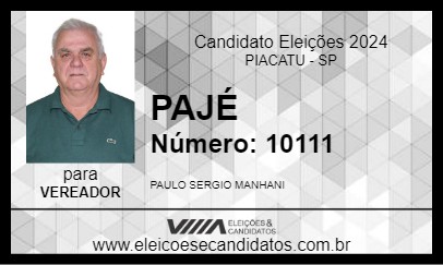 Candidato PAJÉ 2024 - PIACATU - Eleições