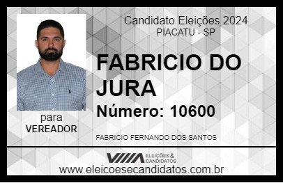 Candidato FABRICIO DO JURA 2024 - PIACATU - Eleições