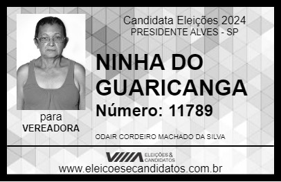 Candidato NINHA DO GUARICANGA 2024 - PRESIDENTE ALVES - Eleições