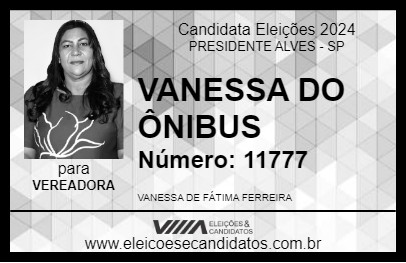 Candidato VANESSA DO ÔNIBUS 2024 - PRESIDENTE ALVES - Eleições