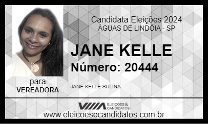 Candidato JANE KELLE 2024 - ÁGUAS DE LINDÓIA - Eleições