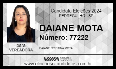 Candidato DAIANE MOTA 2024 - PEDREGULHO - Eleições