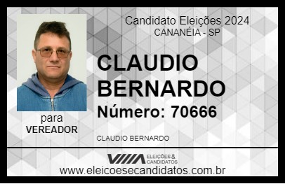 Candidato CLAUDIO BERNARDO 2024 - CANANÉIA - Eleições