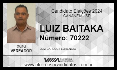 Candidato LUIZ BAITAKA 2024 - CANANÉIA - Eleições