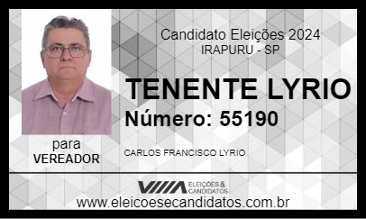 Candidato TENENTE LYRIO 2024 - IRAPURU - Eleições