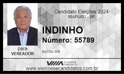 Candidato INDINHO 2024 - IRAPURU - Eleições