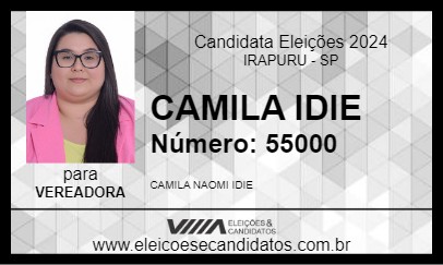 Candidato CAMILA IDIE 2024 - IRAPURU - Eleições