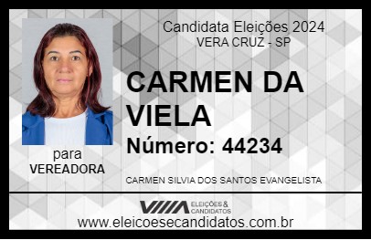 Candidato CARMEN DA VIELA 2024 - VERA CRUZ - Eleições