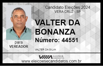 Candidato VALTER DA BONANZA 2024 - VERA CRUZ - Eleições