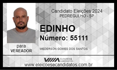 Candidato EDINHO 2024 - PEDREGULHO - Eleições