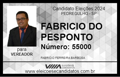 Candidato FABRICIO DO PESPONTO 2024 - PEDREGULHO - Eleições