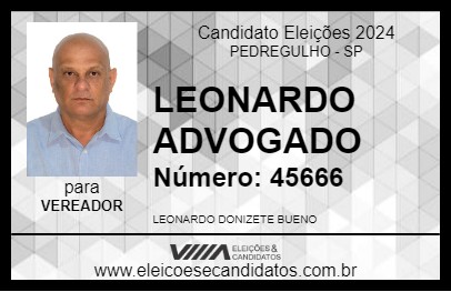 Candidato LEONARDO ADVOGADO 2024 - PEDREGULHO - Eleições