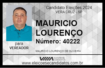 Candidato MAURICIO LOURENÇO 2024 - VERA CRUZ - Eleições