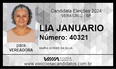 Candidato LIA JANUARIO 2024 - VERA CRUZ - Eleições