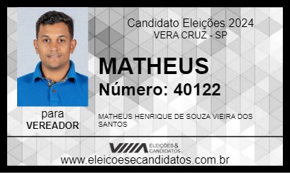 Candidato MATHEUS 2024 - VERA CRUZ - Eleições