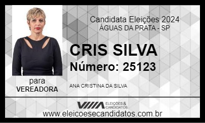 Candidato CRIS SILVA 2024 - ÁGUAS DA PRATA - Eleições