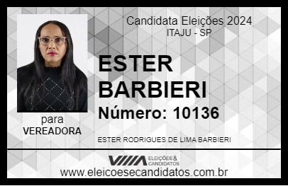 Candidato ESTER BARBIERI 2024 - ITAJU - Eleições