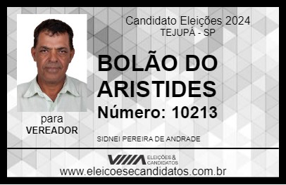 Candidato BOLÃO DO ARISTIDES 2024 - TEJUPÁ - Eleições