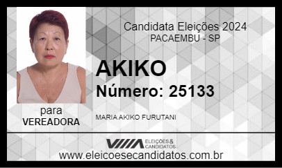 Candidato AKIKO 2024 - PACAEMBU - Eleições