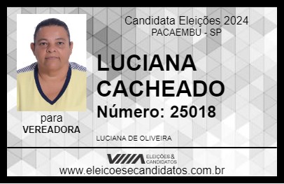 Candidato LUCIANA CACHEADO 2024 - PACAEMBU - Eleições