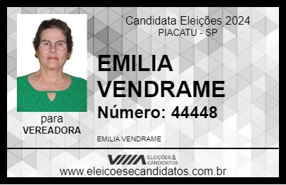 Candidato EMILIA VENDRAME 2024 - PIACATU - Eleições