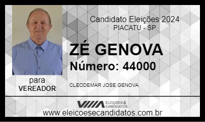 Candidato ZÉ GENOVA 2024 - PIACATU - Eleições