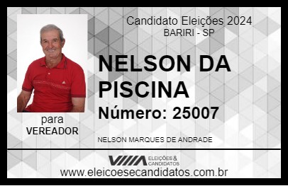 Candidato NELSON DA PISCINA 2024 - BARIRI - Eleições