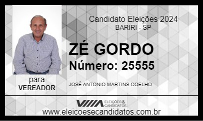 Candidato ZÉ GORDO 2024 - BARIRI - Eleições