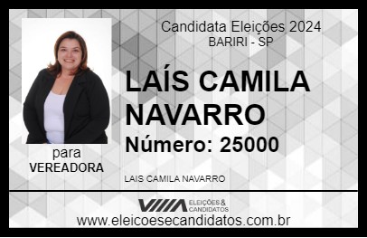 Candidato LAÍS CAMILA NAVARRO 2024 - BARIRI - Eleições