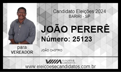 Candidato JOÃO PERERÊ 2024 - BARIRI - Eleições