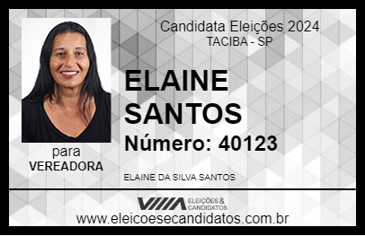 Candidato ELAINE SANTOS 2024 - TACIBA - Eleições