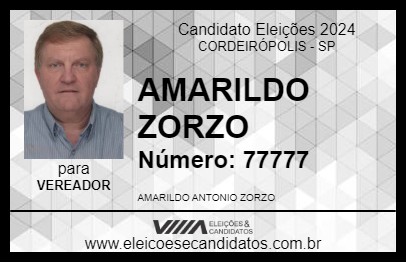 Candidato AMARILDO ZORZO 2024 - CORDEIRÓPOLIS - Eleições