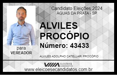 Candidato ALVILES PROCOPIO (VILINHO) 2024 - ÁGUAS DA PRATA - Eleições