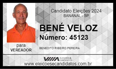 Candidato BENÉ VELOZ 2024 - BANANAL - Eleições