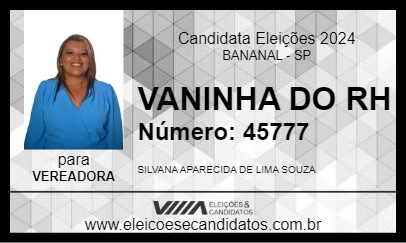 Candidato VANINHA DO RH 2024 - BANANAL - Eleições