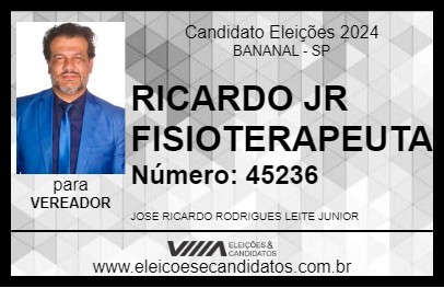 Candidato RICARDO JR FISIOTERAPEUTA 2024 - BANANAL - Eleições