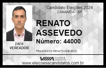 Candidato RENATO ASSEVEDO 2024 - CANANÉIA - Eleições