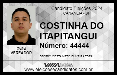 Candidato COSTINHA DO ITAPITANGUI 2024 - CANANÉIA - Eleições