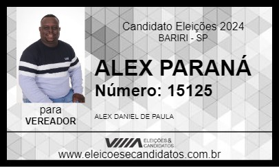 Candidato ALEX PARANÁ 2024 - BARIRI - Eleições