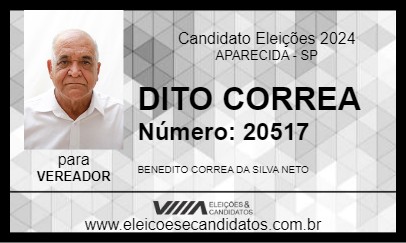 Candidato DITO CORREA 2024 - APARECIDA - Eleições