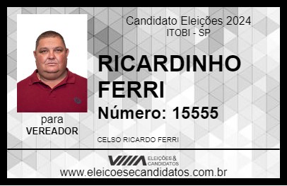 Candidato RICARDINHO FERRI 2024 - ITOBI - Eleições