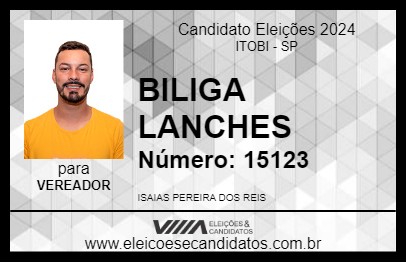 Candidato BILIGA LANCHES 2024 - ITOBI - Eleições