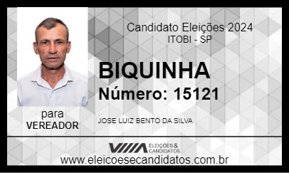 Candidato BIQUINHA 2024 - ITOBI - Eleições